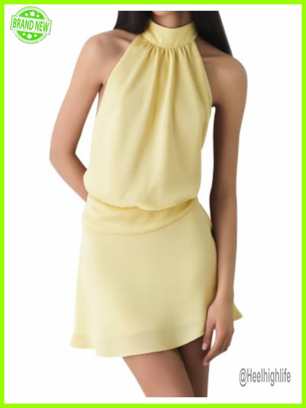 Satin Halter Backless Mini Dress Ruched A-Line Club Night Out